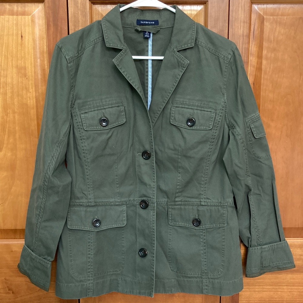 Land’s End green utility blazer. Size M